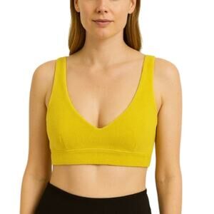 OFFLINE by Aerie Terry Sports Bra Size XS NWT Green Rush Plunge Neck